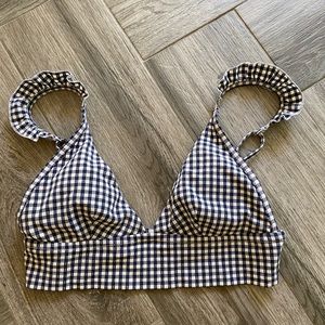 Navy Blue Patterned Bikini Top